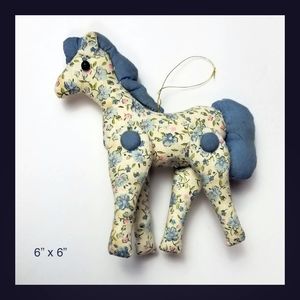 Horse ornament periwinkle and white stuffed!!
